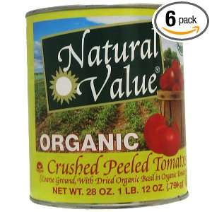 Natural Value Organic Crushed Tomatoes with Basil, 28 Ounce (Pack of 6 