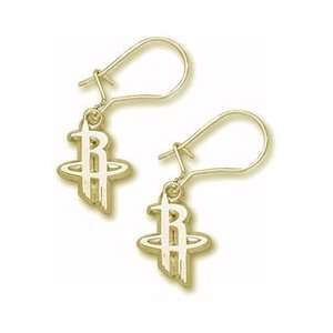  Houston Rockets 14K Gold Dangle Earrings Sports 