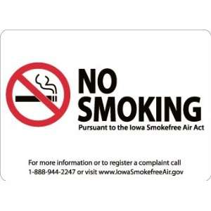 M716P   Iowa No Smoking , 7 X 10, Pressure Sensitive Vinyl  