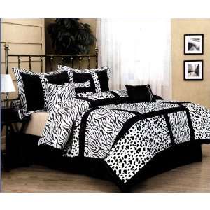  King 11 Pcs  Zebra Leopard Comforter + Window Curtain Set 