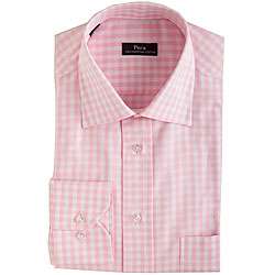 Pera Mens Pink Gingham Dress Shirt  