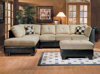 Microfiber w/ Bycast Leather Sectional Sofa Set, #A5790  