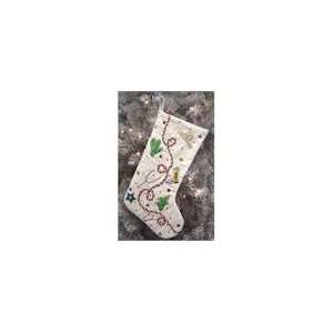  19 White Country Western Themed Christmas Stocking 