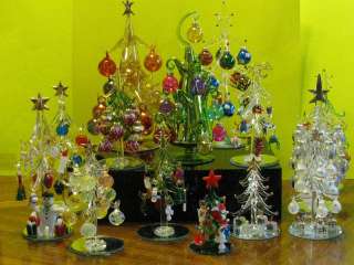 Mini Glass Christmas Palm Tree w/ Fish Ornaments 157  