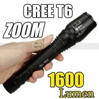 1600lm Lumen CREE XML XM L T6 LED Zoomable Focus Adjustable Flashlight 