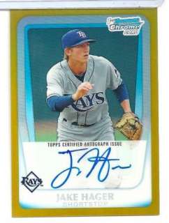 E4) 2011 Bowman Chrome Draft JAKE HAGER Gold Refractor Auto RC 31/50 