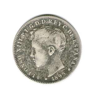 1895 Silver Puerto Rico 20 Centavos coin Twenty cent peice boriqua 