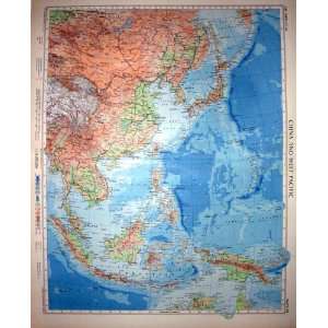    Colour Map 1958 China Pacific Guinea Malaya Borneo