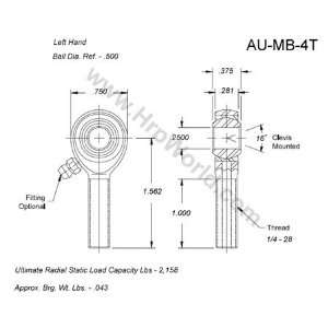  Aurora Bearing Company MB 4T; .250 Bore   1/4 28 Thread 