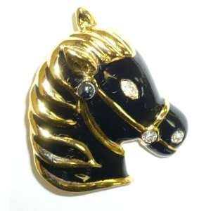  Black Enamel Horse Head Pin Jewelry