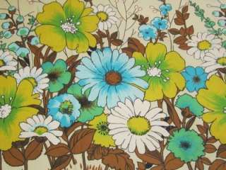 RETRO VINTAGE LARGE SCALE FLORAL COTTON DRILL CURTAIN FABRIC USED 