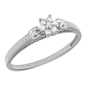    10K White Gold Flower Cluster Diamond Promise Ring Jewelry