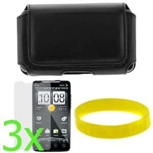  3x Clear LCD Screen Protector+Unversal Pouch Case+Yellow Universal 