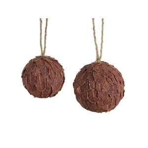 Eco Country Brown Leaf Pattern Rustic Ball Christmas Holiday Ornaments 