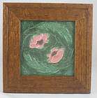 Door Pottery 6 x 6 Pink Poppy Flower Tile with Quarter Sawn Oak Frame