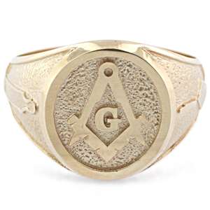 Mens Custom 18K Solid Gold Masonic Master Mason Ring  