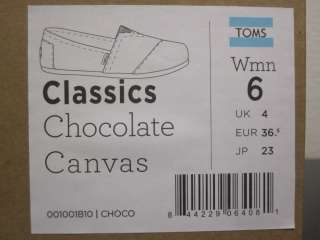 Toms Classic Chocolate Canvas Slip On BNIB sz 5 10 $60  