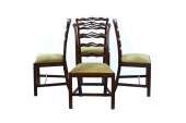 Chippendale Pierced Ladder Back Mahogany Set 4 Chairs  
