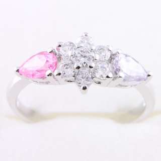 Multi Pear Cluster Purple Pink White A141 18kgp Ring  