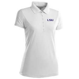 LSU Womens Pique Xtra Lite Polo Shirt (White)  Sports 
