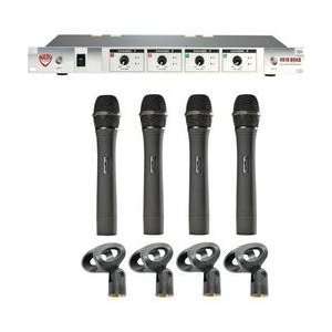  Four Channel Professional VHF Wireless Handheld Microphone 