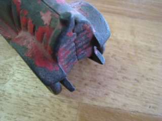 ANTIQUE CAST IRON RED TOY RACE CAR WITH DRIVER  