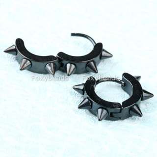   Stainless Steel Dinosaur Taper Spike Ear Stud Ring Hook Earring 2PC