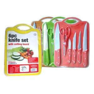  6 Piece Knife Set with Cutting Board Case Pack 24   717379 