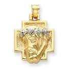 Jewelry Adviser pendants 14k Rhodium Large Christ Head Pendant