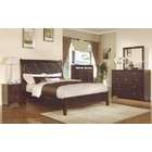  espresso finish wood bedroom set with black faux leather headboard