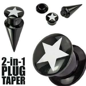   Screw Fit Taper Plug Set with Star Insert   4G (5mm)   Sold as a Pair
