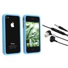 eForCity Compatible With iPhone 4 iPhone 4S COMBO Sky Blue TPU Bumper 