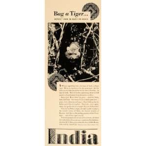  1934 Ad India Tiger Vacation Expedition Hunting Game 