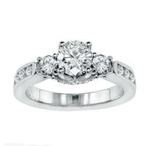  1.75 CT TW 3 Stone Engagement Ring with Channel Set Side 