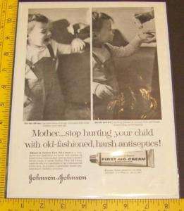 1956 Johnson&Johnson First Aid Cream Vintage Ad  