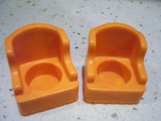 Vintage Fisher Price Little People Two Orange Chairs  