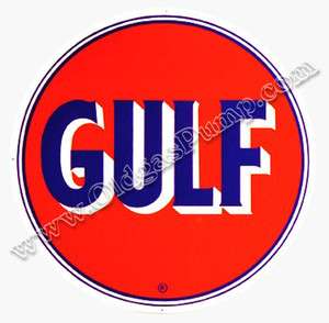 Gulf Gasoline Gas & Oil Pump Dealer Sign 25.5 BS 072  