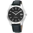 Pulsar Mens Pulsar Leather Black Dial Date 5ATM Casual Watch PXH735