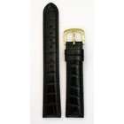   Store Mens Alligator Grain Watchband Black 24mm Long Watch Band