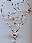 Signed, NWT, Michal Golan Small Silver & Blue Evil Eye with Dangles 