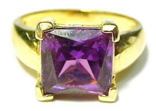 Alexandrite Rhinestone / Gold Plated Sterling Silver Womens Ring 