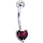 solid 14kt yellow gold cubic zirconia heart solitaire belly ring