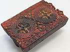 antique textile batik border stamp hand carved wood ornate wax