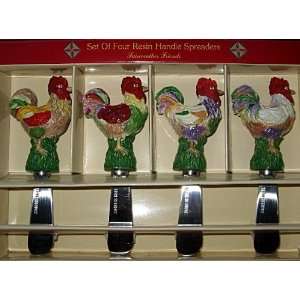 Rooster Resin Handle Spreaders   Set of 4  Kitchen 