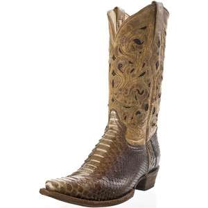 Corral Mens Western Boots Genuine Python/Leather Brown/Beige A1806 