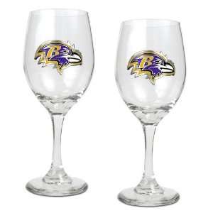  Baltimore Ravens NFL 2pc Wine Glass Set   Primary Logo 