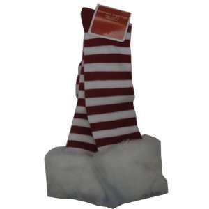  Womens Holiday Knee Socks   Red and White Stripes Toys & Games