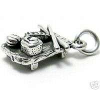 sterling silver 3D SUSHI PLATE charm 388  