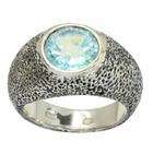    De Buman 18k Yellow Gold and Sterling Silver Sky Blue Topaz Ring