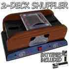 WMU 2 DECK WOODEN DELUXE CARD SHUFFLER W/ BATTERIES